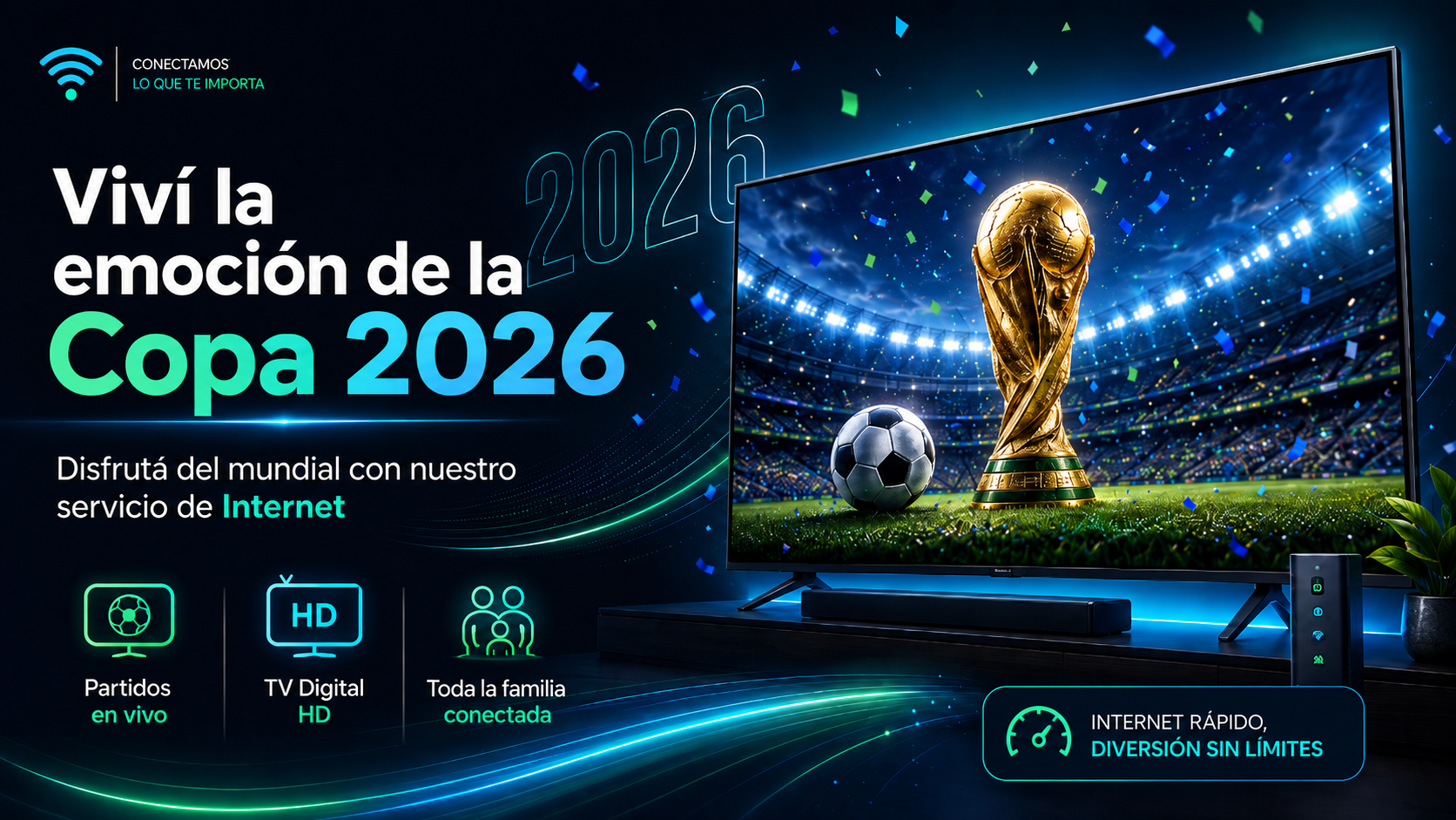 Especial Copa 2026 BVC - Internet de alta velocidad, TV Digital HD y Wi-Fi 6